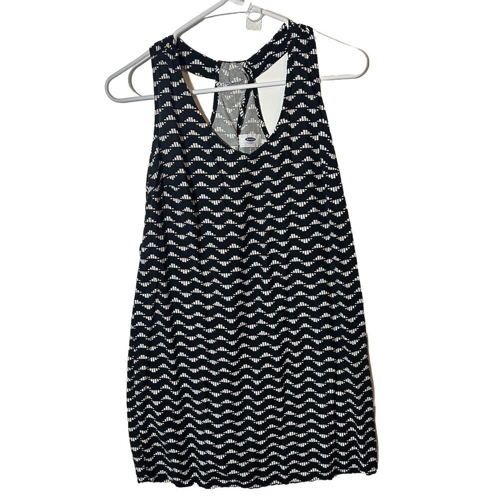 Women's Old Navy Printed Black & White V-Neck Sleeveless Dress Sz‎ S/P (109)